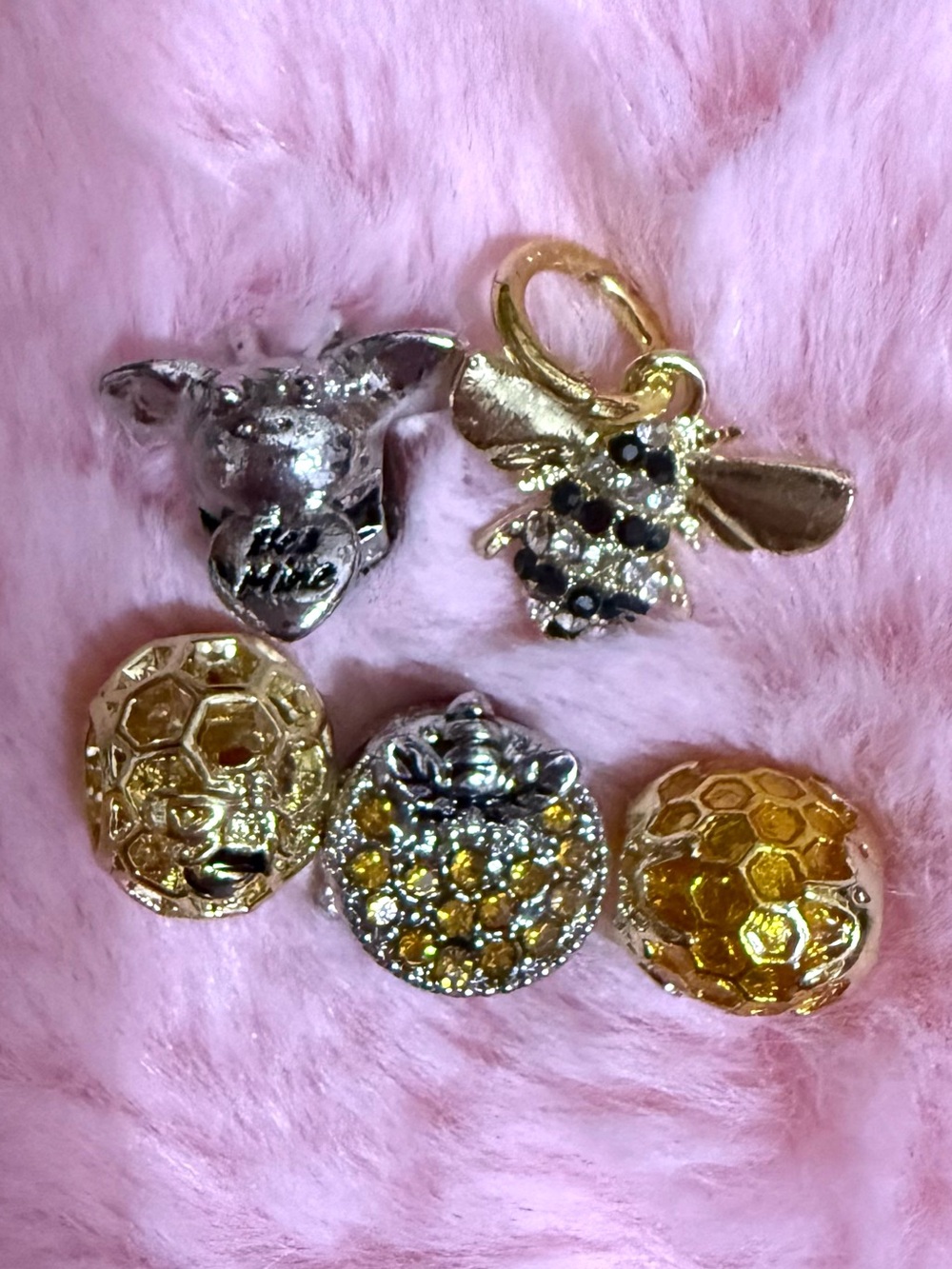 5 Shine Honeycomb Bee Charm Bundle Set - Not Pandora